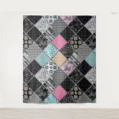 Patchwork retro  kleuren patchwork quilting wandkleed (Voorkant)