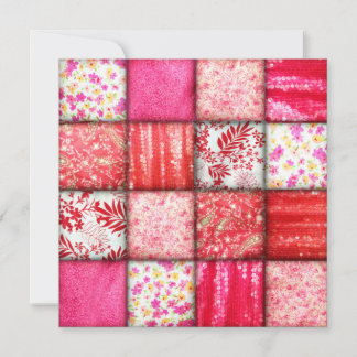 Patchwork Rood en Roze kantelpatroon Kaart