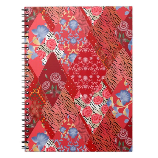 Patchwork, rood, rood notitieboek (Voorkant)