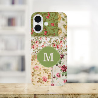 Patchwork Roos Custom Monogram iPhone 16 Hoesje