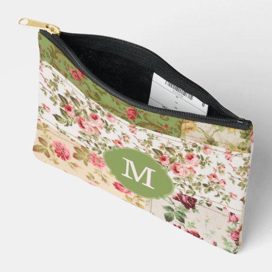 Patchwork Roos Custom Monogram Pencil Hoesje Etui (Open)