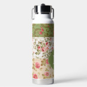 Patchwork Roos Custom Monogram Waterfles (Voorkant)