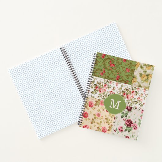 Patchwork Rose Custom Monogram Journal Notebook Notitieboek (Binnen)