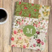 Patchwork Rose Custom Monogram Journal Notebook Notitieboek