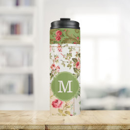 Patchwork Rose Custom Monogram Thermosbeker