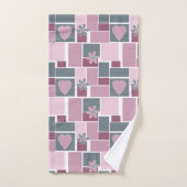 Patchwork rose gris marron de carrés (Serviette à main)