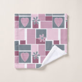 Patchwork rose gris marron de carrés (Gant de toilette)