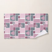 Patchwork rose gris marron de carrés (Serviette à main)