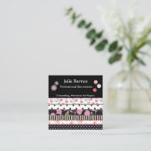 Patchwork Rozen Stripes Polka Dots Seamstress Squa Vierkante Visitekaartje (Staand voorkant)
