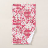Patchwork rustique rouge et blanc (Serviette à main)
