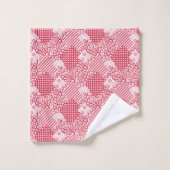 Patchwork rustique rouge et blanc (Gant de toilette)