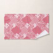 Patchwork rustique rouge et blanc (Serviette à main)