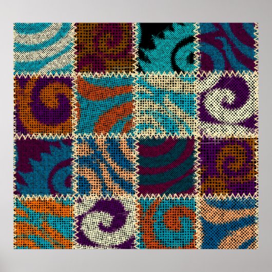 Patchwork ruw canvas  imitatie poster (Voorkant)