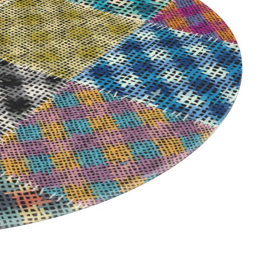 Patchwork ruw canvas vierkanten  snijplank (Hoek)