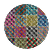 Patchwork ruw canvas vierkanten  snijplank (Voorkant)