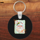 Patchwork Santa Claus Face Coquette Merry Christma Sleutelhanger (Voorkant)