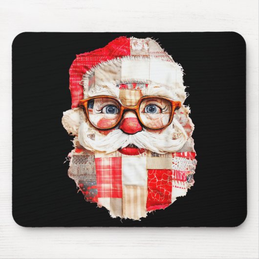 Patchwork Santa Claus Face Preppy Girly Christmas Muismat (Voorkant)