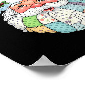 Patchwork Santa Claus Face Preppy Girly Christmas Poster (Hoek)