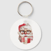 Patchwork Santa Claus Face Preppy Girly Christmas Sleutelhanger (Voorkant)