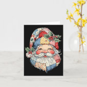 Patchwork Santa Claus Retro Christmas Funny Mannen Kaart (Gele Bloem)