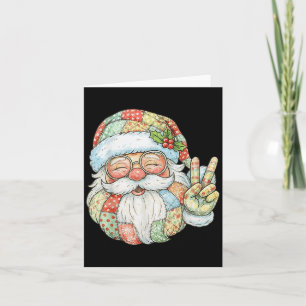 Patchwork Santa Claus Retro Christmas Funny Mannen Kaart
