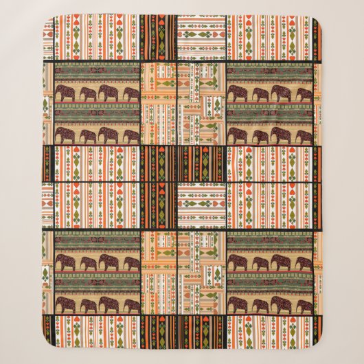 Patchwork seamless african ornamental pattern text sherpa deken (Voorkant)