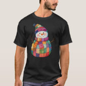 Patchwork Sneeuwman Kleurrijke Winter Kerstmis T-shirt (Voorkant)