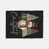 Patchwork Sneeuwman, patchwork Kerstboom Grappig G Fleece Deken (Voorkant (Horizontaal))