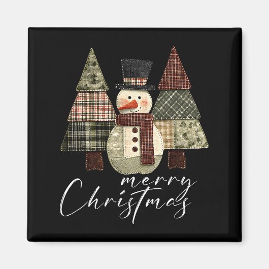 Patchwork Sneeuwman,patchwork Kerstboom Grappig G Magneet (Voorkant)