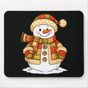 Patchwork Sneeuwman Retro Grappige Sneeuwman Vakan Muismat