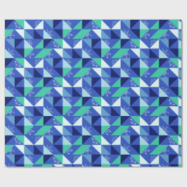 Patchwork sneeuwvlokken - Blauwe achtergrond Cadeaupapier