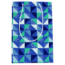 Patchwork sneeuwvlokken - Blauwe achtergrond - Gif Medium Cadeauzakje
