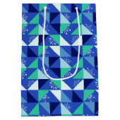 Patchwork sneeuwvlokken - Blauwe achtergrond - Gif Medium Cadeauzakje (Achterkant)