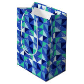 Patchwork sneeuwvlokken - Blauwe achtergrond - Gif Medium Cadeauzakje (Achterkant Gekanteld)