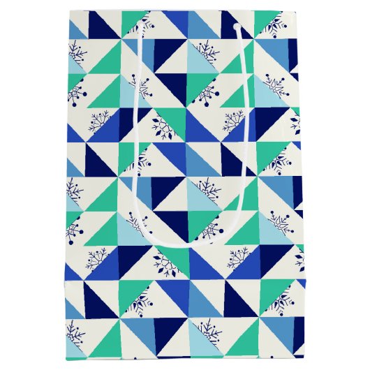 Patchwork sneeuwvlokken - Lichte achtergrond - Gif Medium Cadeauzakje (Achterkant)