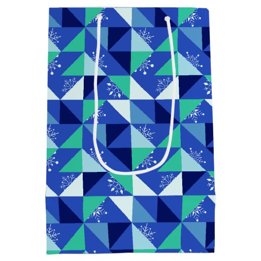 Patchwork Snowflakes - Arrière - plan bleu - Sac c (Dos)