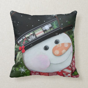 Patchwork Snowman 16 x 16-inch Sierkussen