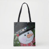 Patchwork Snowman Canvas tas (Voorkant)