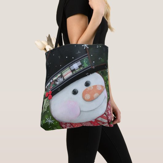 Patchwork Snowman Canvas tas (Dichtbij)