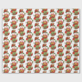 Patchwork Snowman Kerstmis Cadeaupapier (Vlak)