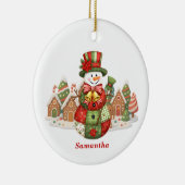 Patchwork Snowman Kerstmis Keramisch Ornament (Rechts)