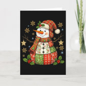 Patchwork Snowman Preppy Girly Christmas Xmas Holi Kaart (Voorkant)