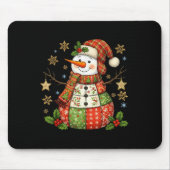 Patchwork Snowman Preppy Girly Christmas Xmas Holi Muismat (Voorkant)