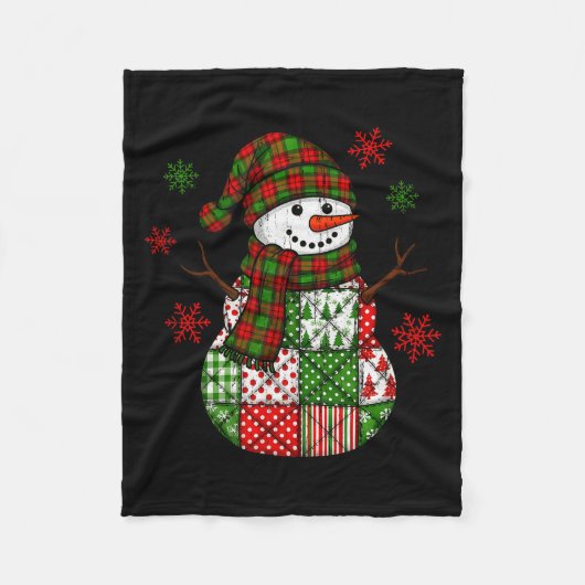 Patchwork Snowman, Retro Funny Christmas Fleece Deken (Voorkant)