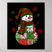 Patchwork Snowman, Retro Funny Christmas  Poster (Voorkant)