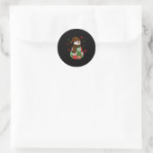 Patchwork Snowman, Retro Funny Christmas  Ronde Sticker (Tas)