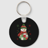 Patchwork Snowman Retro Funny Christmas Snowman Ho Sleutelhanger (Voorkant)