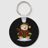 Patchwork Snowman Retro Funny Christmas Snowman Ho Sleutelhanger (Voorkant)