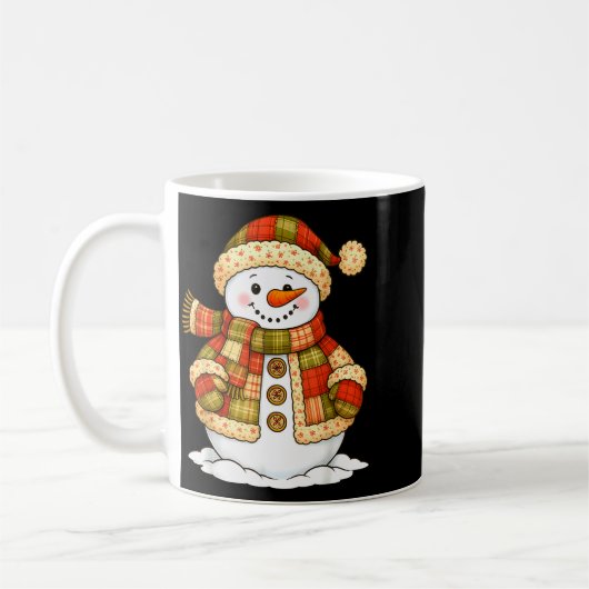 Patchwork Snowman Retro Funny Snowman Holiday Chri Koffiemok (Links)