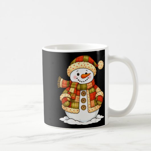Patchwork Snowman Retro Funny Snowman Holiday Chri Koffiemok (Rechts)